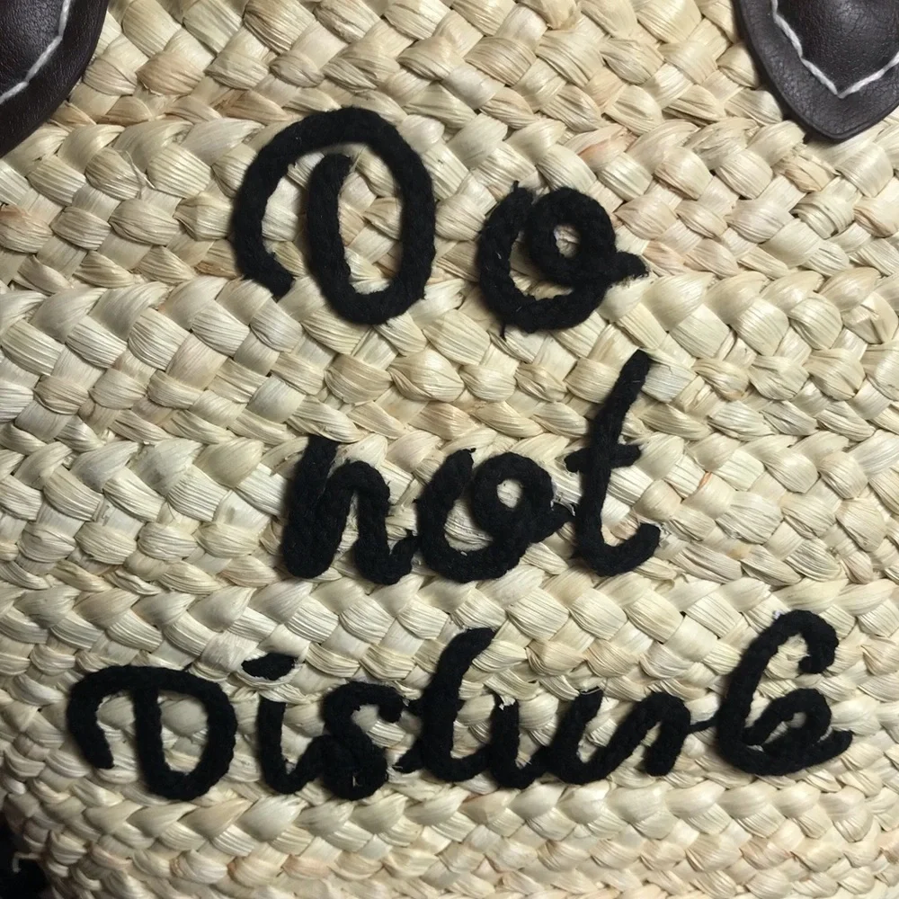 NWT Serra Embroidered Straw Tote Bag,Pink or Black - Picture 2 of 13